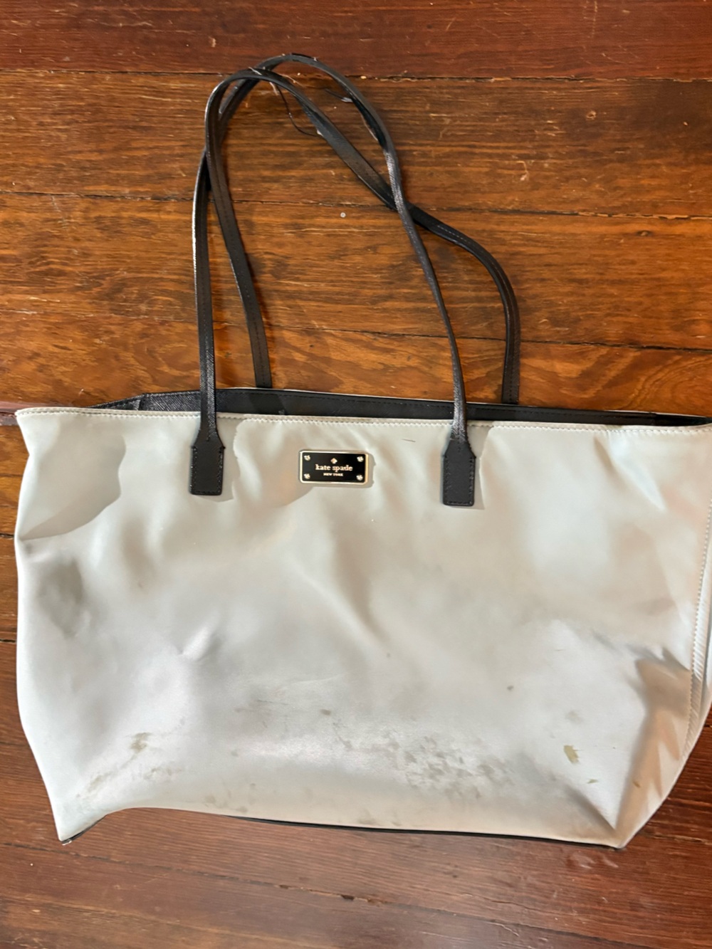 Kate spade pale blue black large shoulder tote bag purse handbag